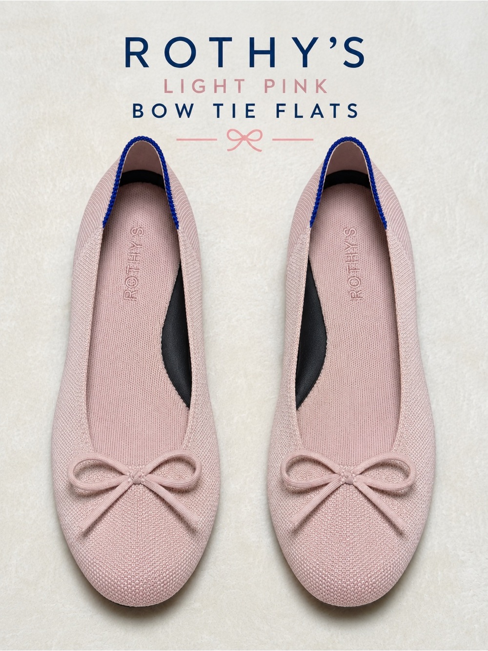 Rothy's Pink Flats with Decorative Bow Size 9 New No Box